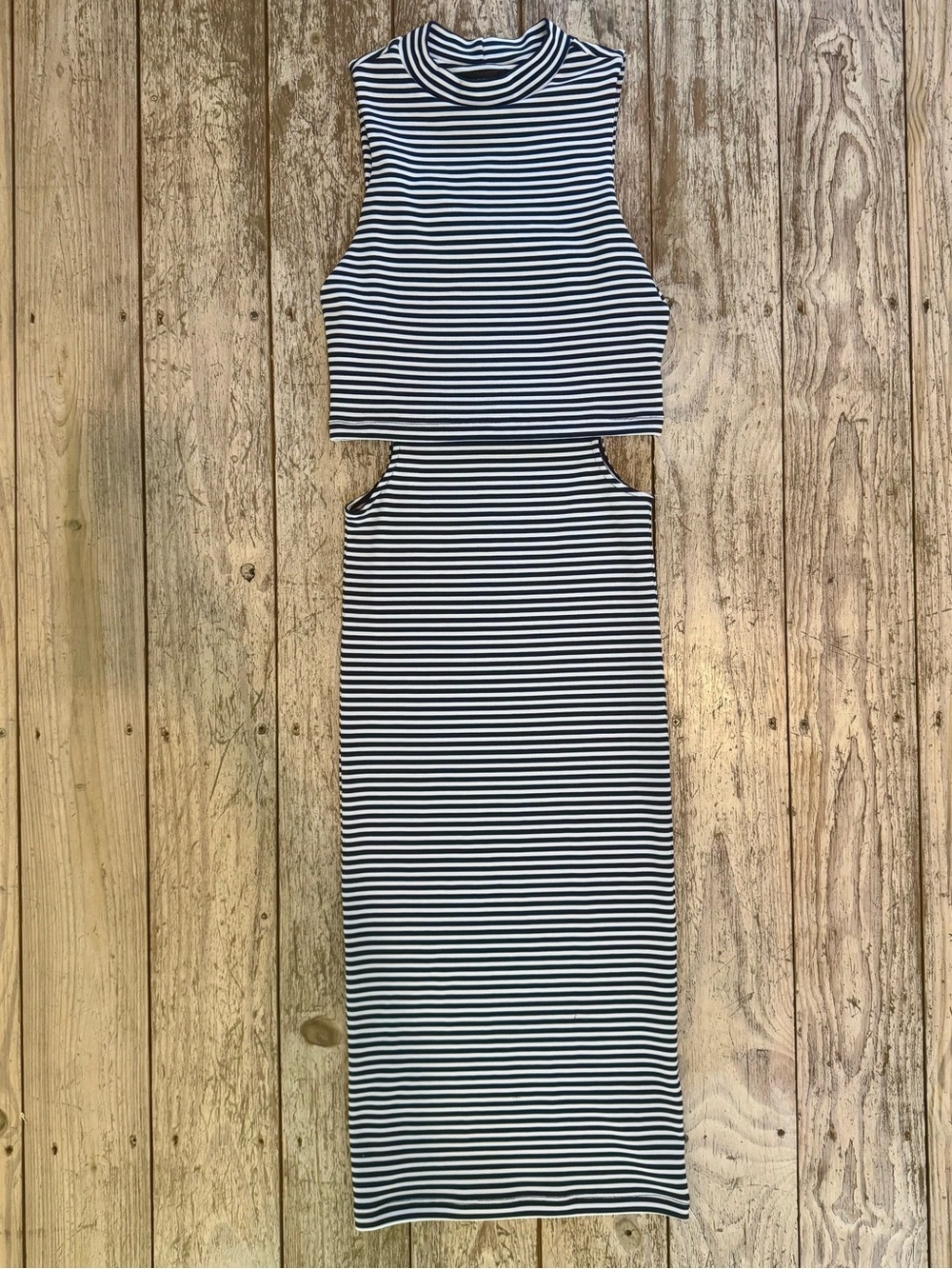 TopShop Striped Navy & White Cutout Dress